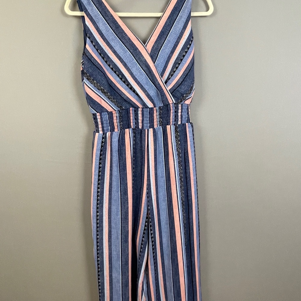 Striped Sleeveless Jumpsuit, Size S